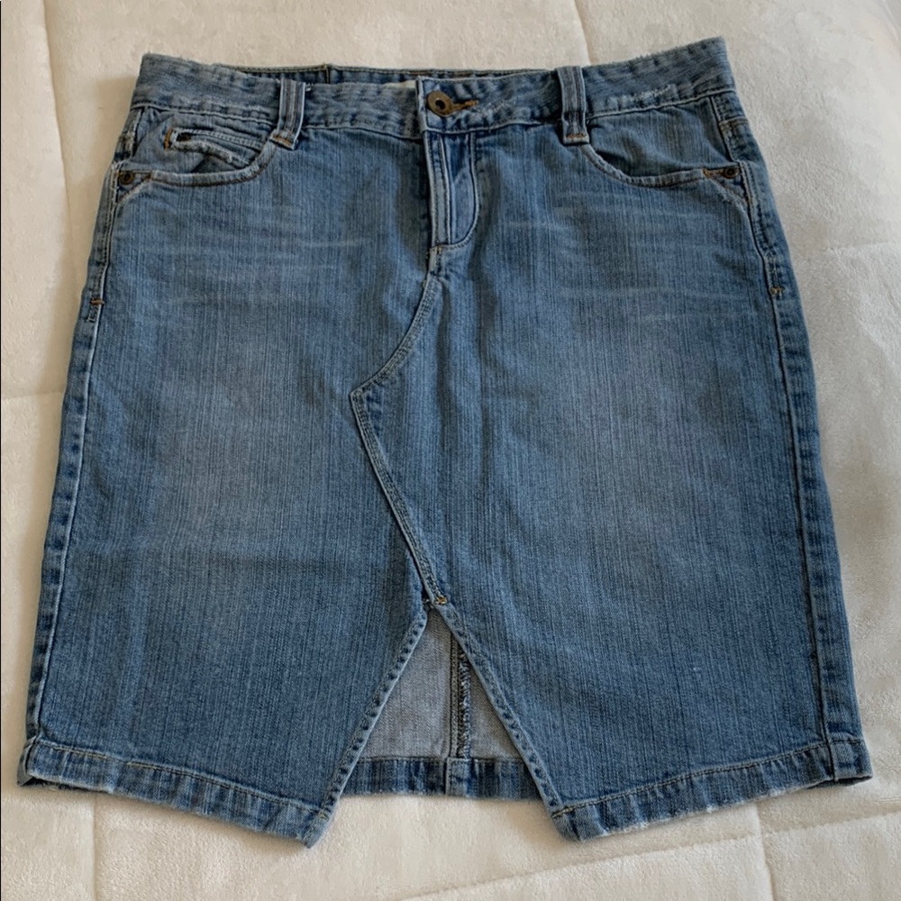 Denim Skirt with Front Slit